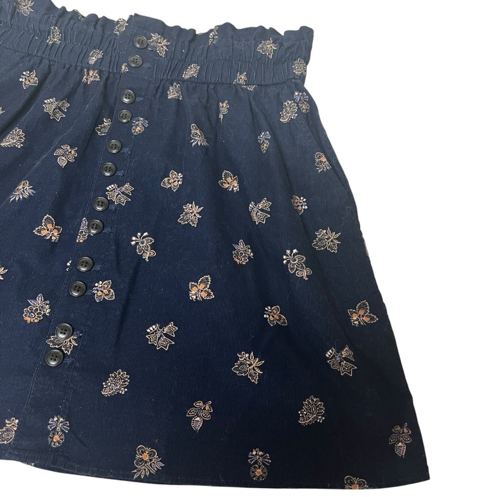 Madewell Women’s Navy Corduroy Floral Paperbag Mini Skirt Small Preppy Feminine. - Picture 11 of 16